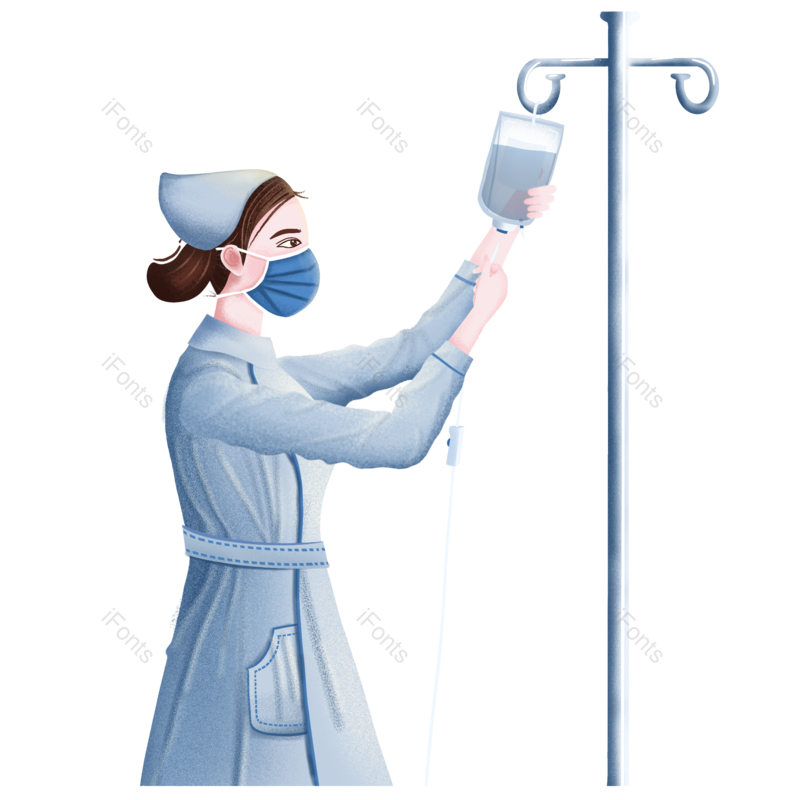 输液图片,插画元素,护士PNG,手绘免抠素材